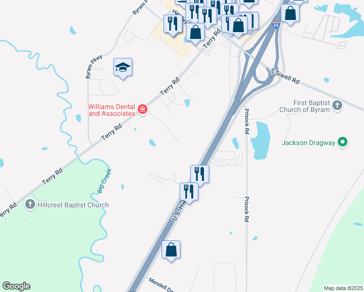 map of restaurants, bars, coffee shops, grocery stores, and more near 147 Ashley Park in Byram