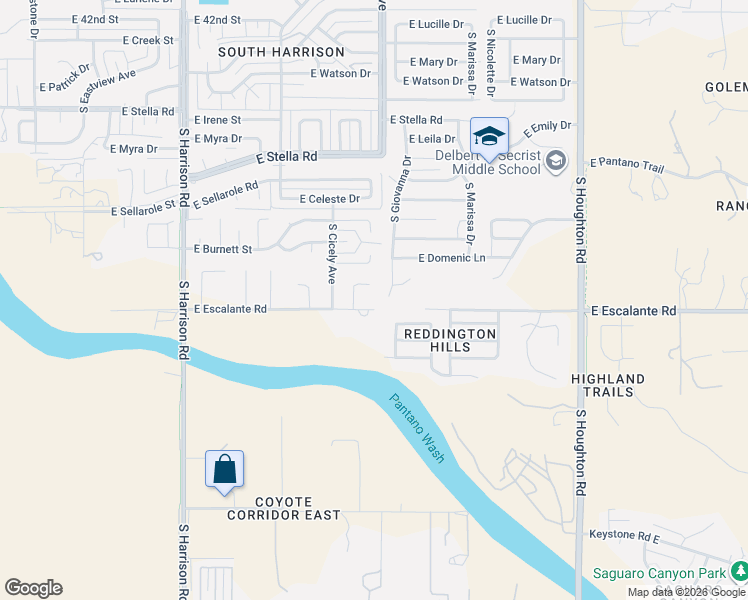 map of restaurants, bars, coffee shops, grocery stores, and more near 3740 East Giovanna Place in Tucson