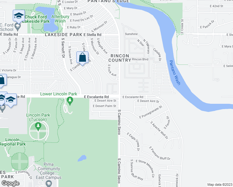 map of restaurants, bars, coffee shops, grocery stores, and more near 8674 East Chase Place in Tucson