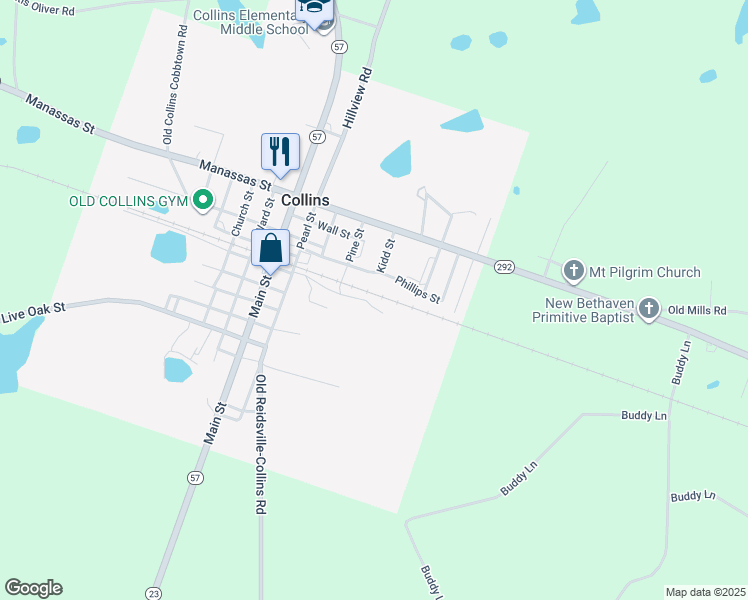 map of restaurants, bars, coffee shops, grocery stores, and more near in Collins