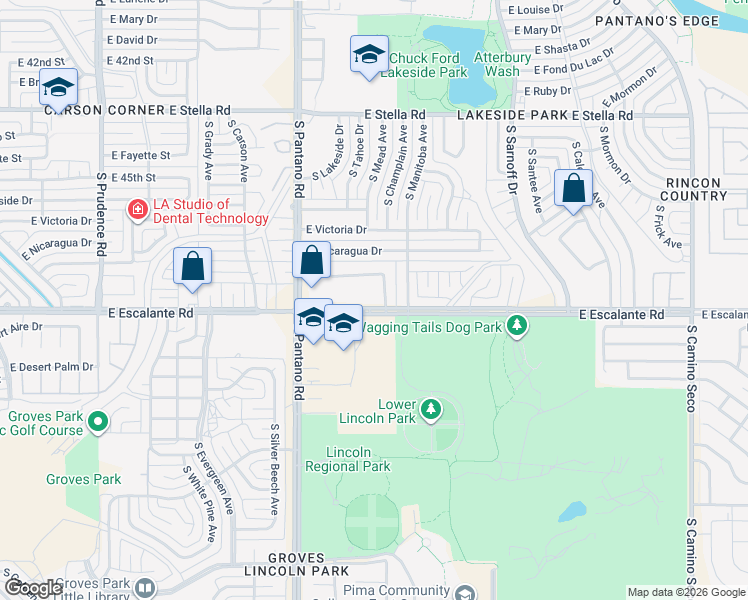 map of restaurants, bars, coffee shops, grocery stores, and more near 3729 South Sand Springs Road in Tucson