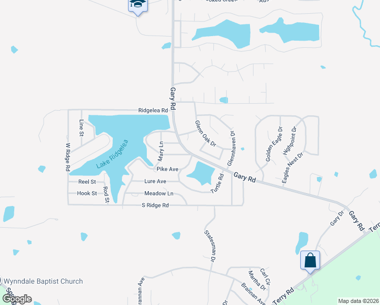 map of restaurants, bars, coffee shops, grocery stores, and more near 7338 Gary Road in Byram