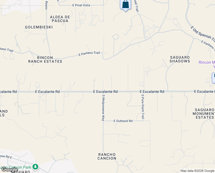 map of restaurants, bars, coffee shops, grocery stores, and more near 11141 East Escalante Road in Tucson
