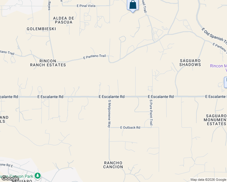 map of restaurants, bars, coffee shops, grocery stores, and more near 11141 East Escalante Road in Tucson