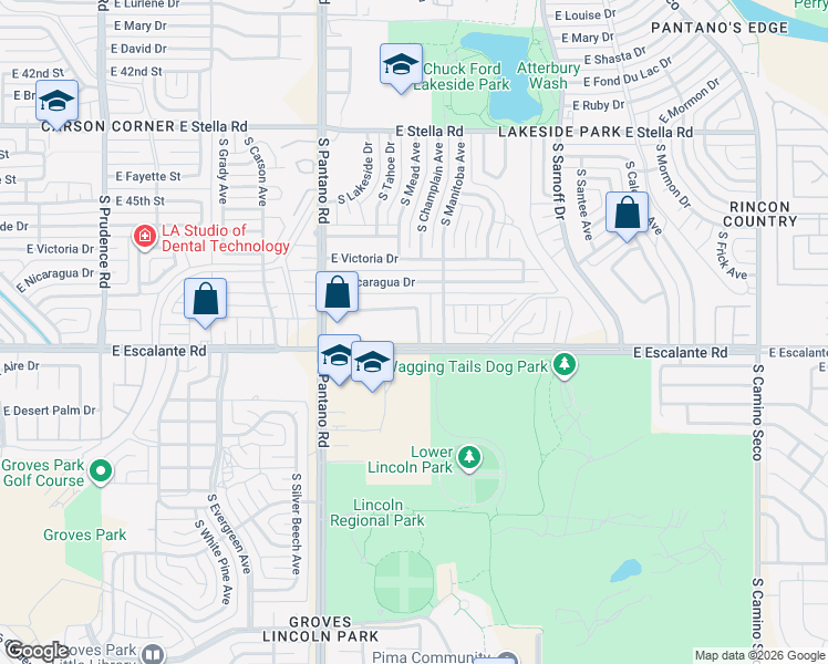 map of restaurants, bars, coffee shops, grocery stores, and more near 3729 South Sand Springs Road in Tucson