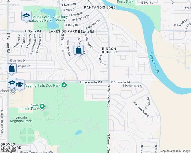 map of restaurants, bars, coffee shops, grocery stores, and more near 3718 South Calexico Avenue in Tucson