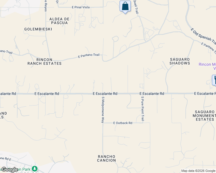 map of restaurants, bars, coffee shops, grocery stores, and more near 11141 East Escalante Road in Tucson