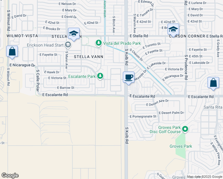 map of restaurants, bars, coffee shops, grocery stores, and more near 7041 East Strike Eagle Way in Tucson
