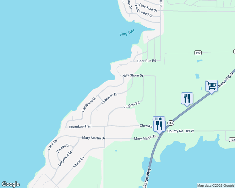 map of restaurants, bars, coffee shops, grocery stores, and more near 20853 Lakeview Drive in Flint