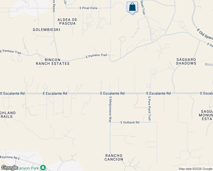 map of restaurants, bars, coffee shops, grocery stores, and more near 10981 East Escalante Road in Tucson