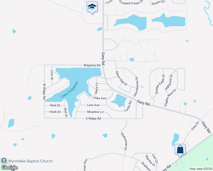 map of restaurants, bars, coffee shops, grocery stores, and more near 7338 Gary Road in Byram