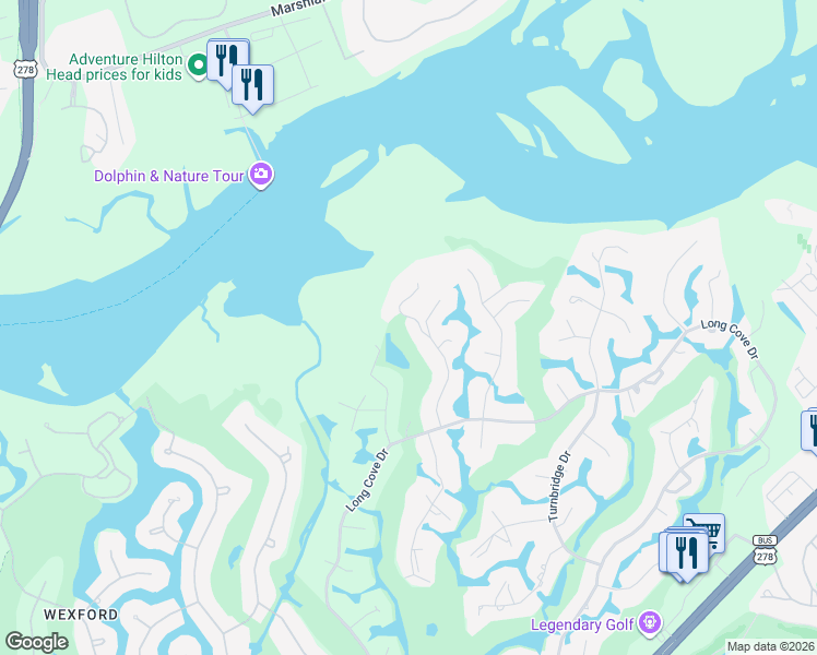 map of restaurants, bars, coffee shops, grocery stores, and more near 1 Wild Heron Point in Hilton Head Island