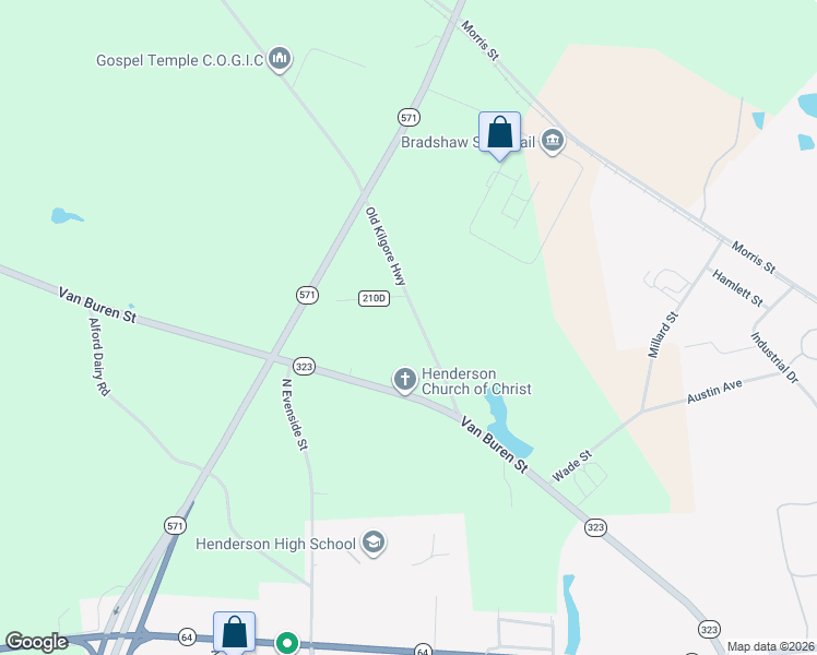 map of restaurants, bars, coffee shops, grocery stores, and more near 1909 Farm to Market Road 2276 in Henderson