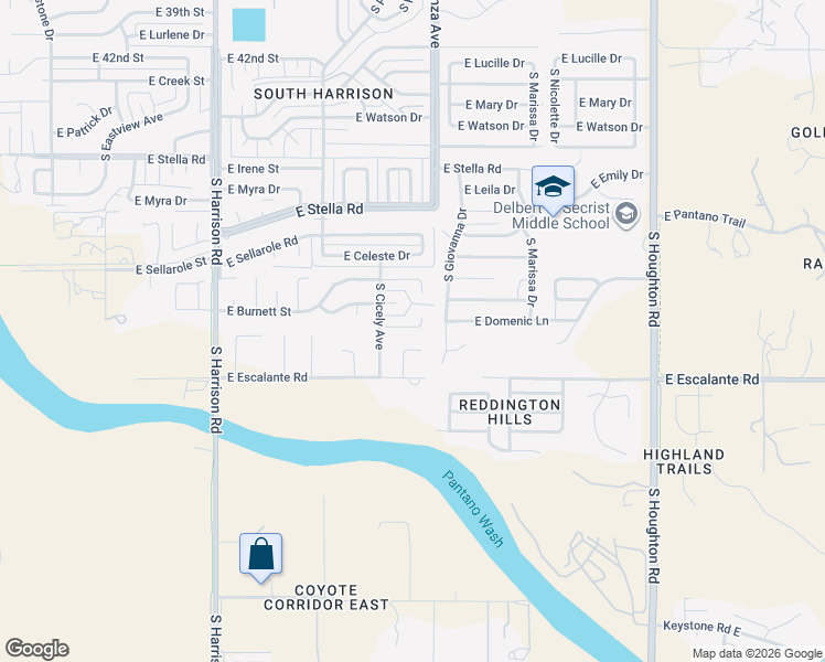 map of restaurants, bars, coffee shops, grocery stores, and more near 9830 East Nicaragua Place in Tucson