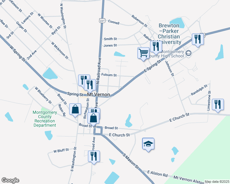 map of restaurants, bars, coffee shops, grocery stores, and more near 204 Ben Anderson Street in Mount Vernon