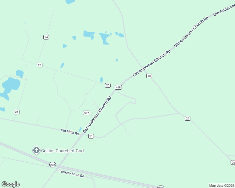 map of restaurants, bars, coffee shops, grocery stores, and more near Old Anderson Church Road in Collins