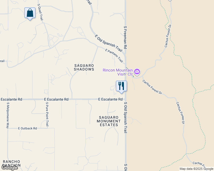 map of restaurants, bars, coffee shops, grocery stores, and more near 3700 South Old Spanish Trail in Tucson