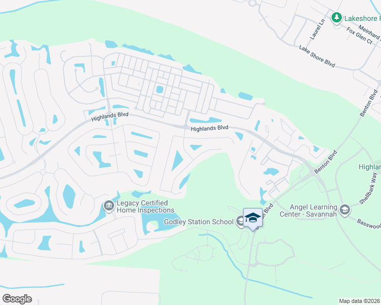 map of restaurants, bars, coffee shops, grocery stores, and more near 111 Archwood Drive in Pooler