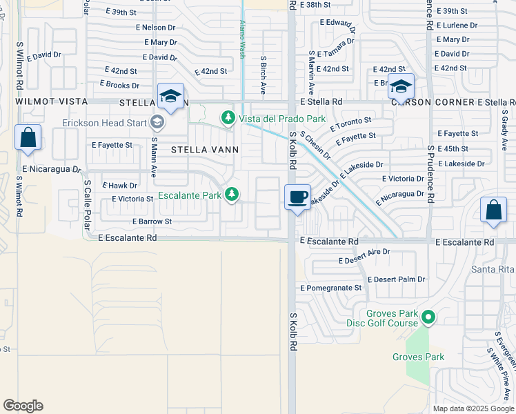 map of restaurants, bars, coffee shops, grocery stores, and more near 7006 East Fighting Falcon Place in Tucson