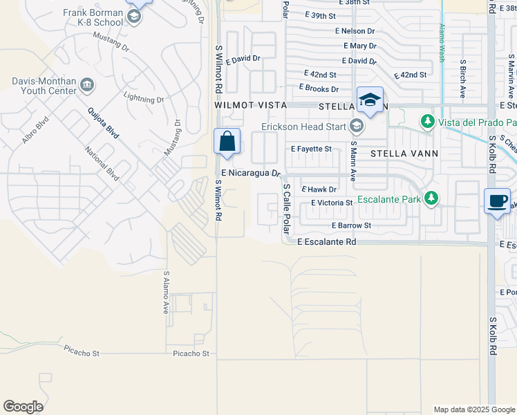 map of restaurants, bars, coffee shops, grocery stores, and more near 3715 South Wilmot Road in Tucson