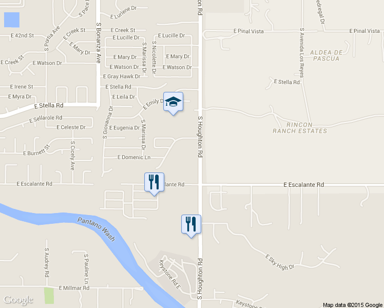 map of restaurants, bars, coffee shops, grocery stores, and more near 3600 South Houghton Road in Tucson