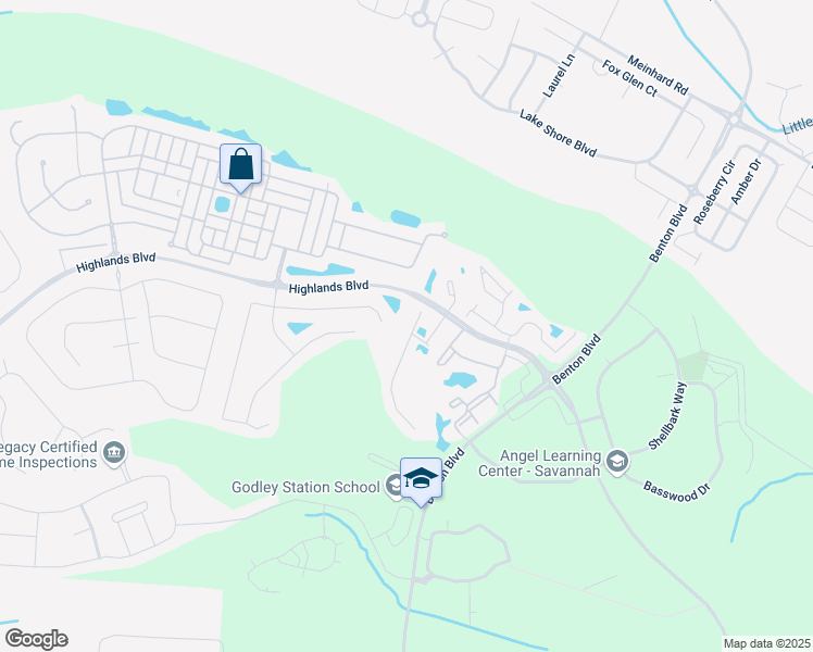 map of restaurants, bars, coffee shops, grocery stores, and more near 15 Falkland Avenue in Pooler