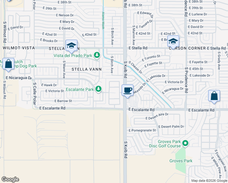 map of restaurants, bars, coffee shops, grocery stores, and more near 7029 E Fighting Falcon Pl in Tucson