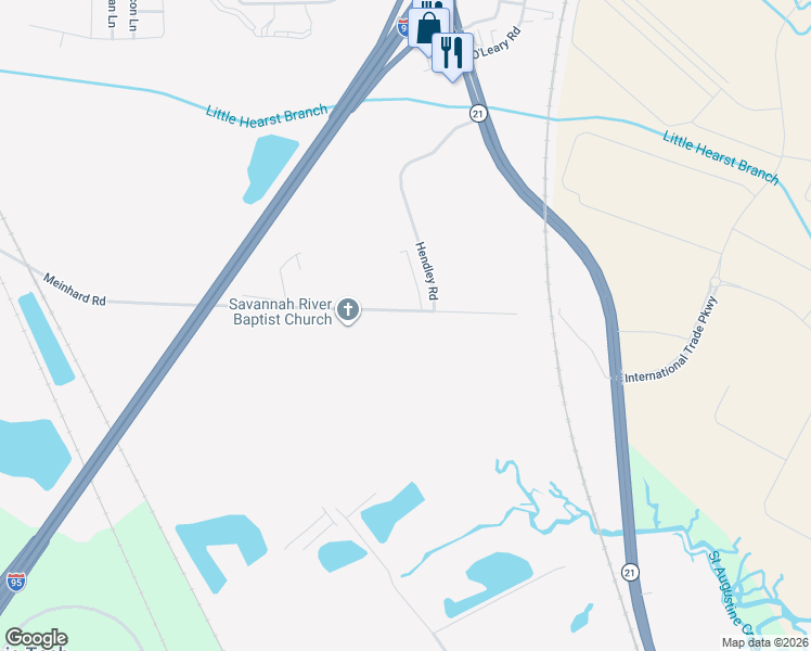 map of restaurants, bars, coffee shops, grocery stores, and more near 217 Monteith Road in Savannah