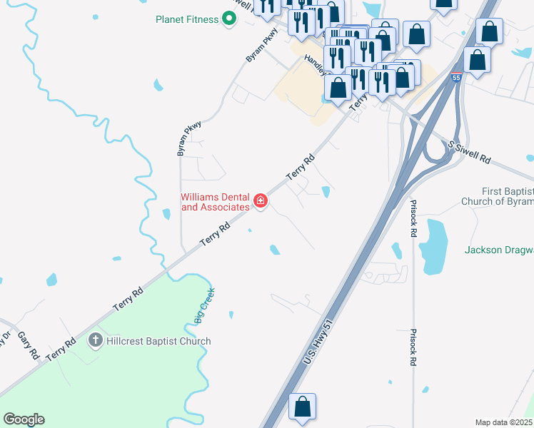 map of restaurants, bars, coffee shops, grocery stores, and more near 147 Ashley Park Drive in Byram