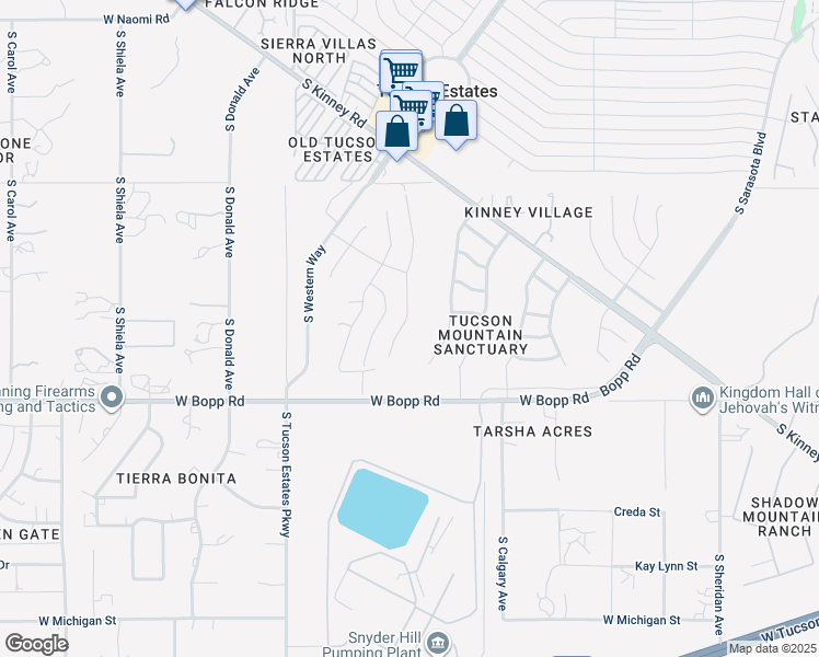 map of restaurants, bars, coffee shops, grocery stores, and more near 3593 South Desert Echo Road in Tucson