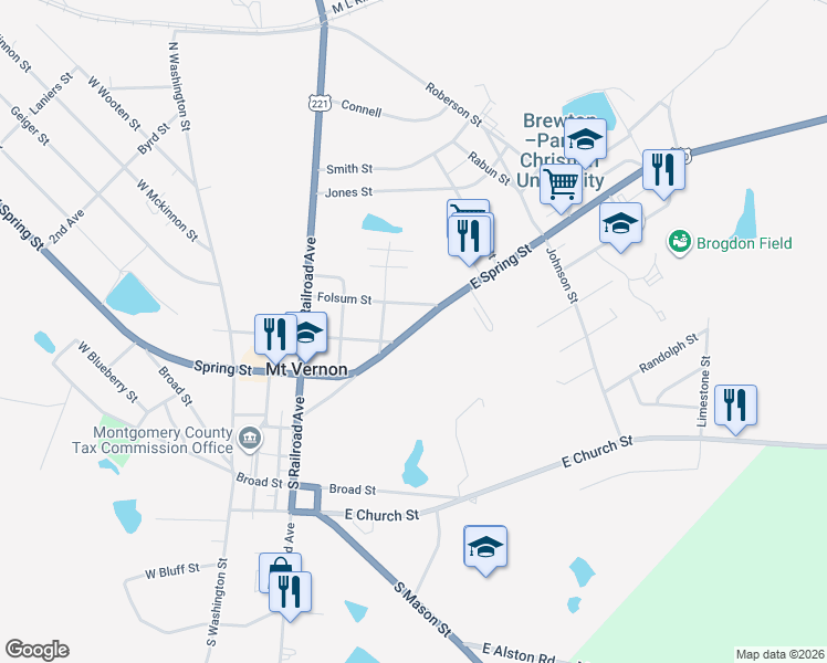 map of restaurants, bars, coffee shops, grocery stores, and more near 345 Spring Street in Mount Vernon