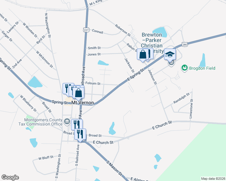 map of restaurants, bars, coffee shops, grocery stores, and more near 345 Spring Street in Mount Vernon