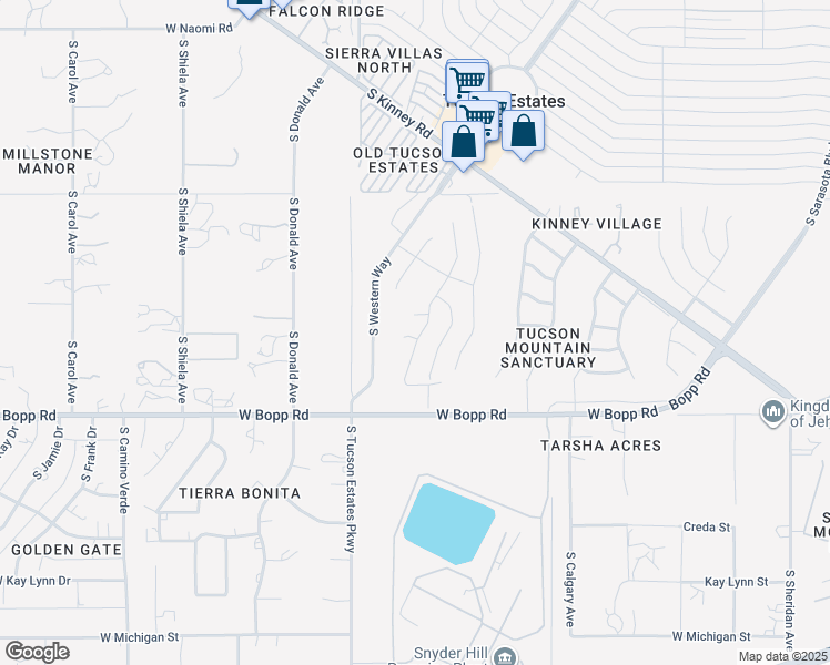 map of restaurants, bars, coffee shops, grocery stores, and more near 6087 West Twilight Echo Court in Tucson