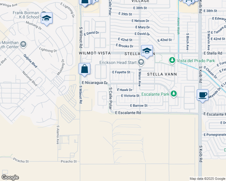 map of restaurants, bars, coffee shops, grocery stores, and more near 3616 South Atlin Avenue in Tucson
