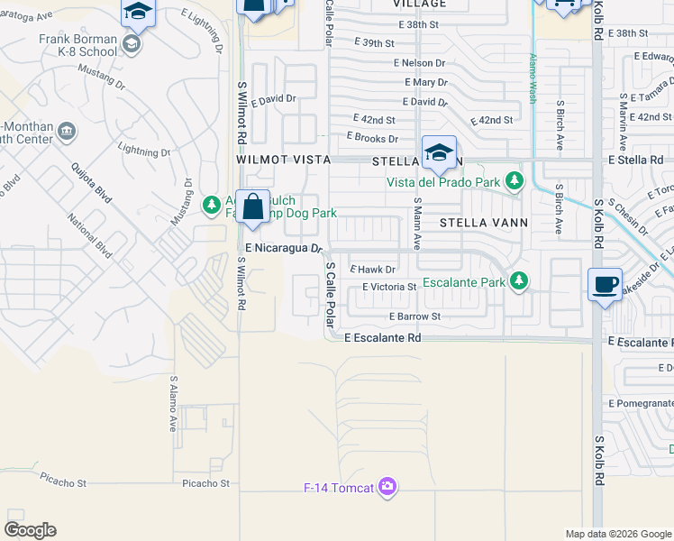 map of restaurants, bars, coffee shops, grocery stores, and more near 3616 South Atlin Avenue in Tucson