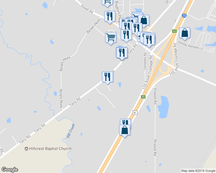 map of restaurants, bars, coffee shops, grocery stores, and more near Marketplace Drive in Byram