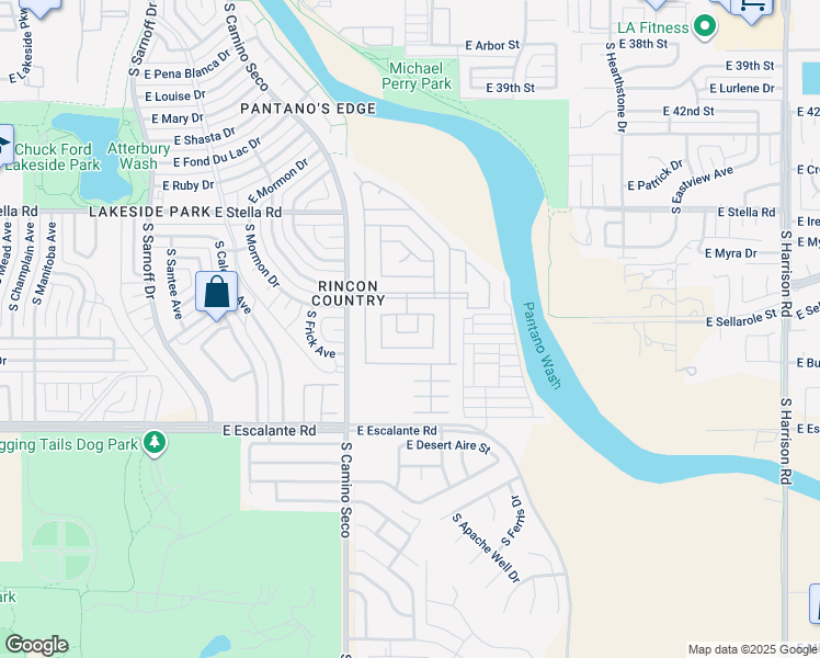 map of restaurants, bars, coffee shops, grocery stores, and more near 3411 South Camino Seco in Tucson