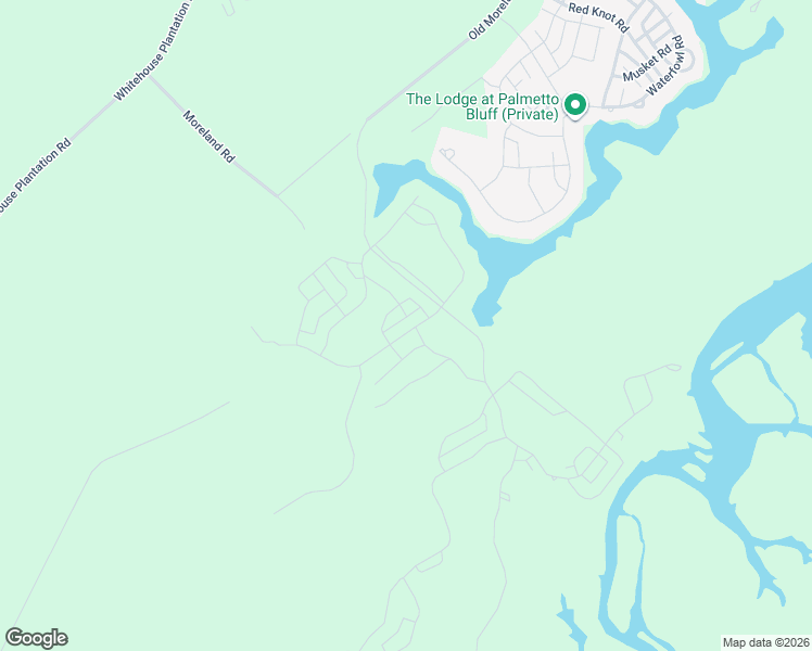 map of restaurants, bars, coffee shops, grocery stores, and more near Moreland Road in Bluffton