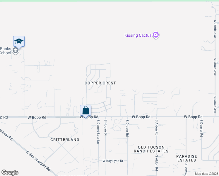 map of restaurants, bars, coffee shops, grocery stores, and more near 3491 South Feldspar Avenue in Tucson