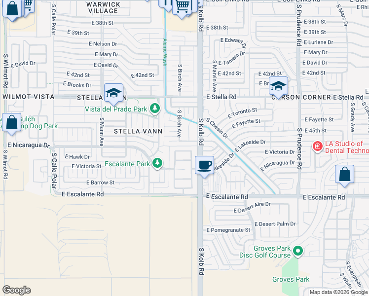 map of restaurants, bars, coffee shops, grocery stores, and more near 7033 Mitchell Flyer Road in Tucson