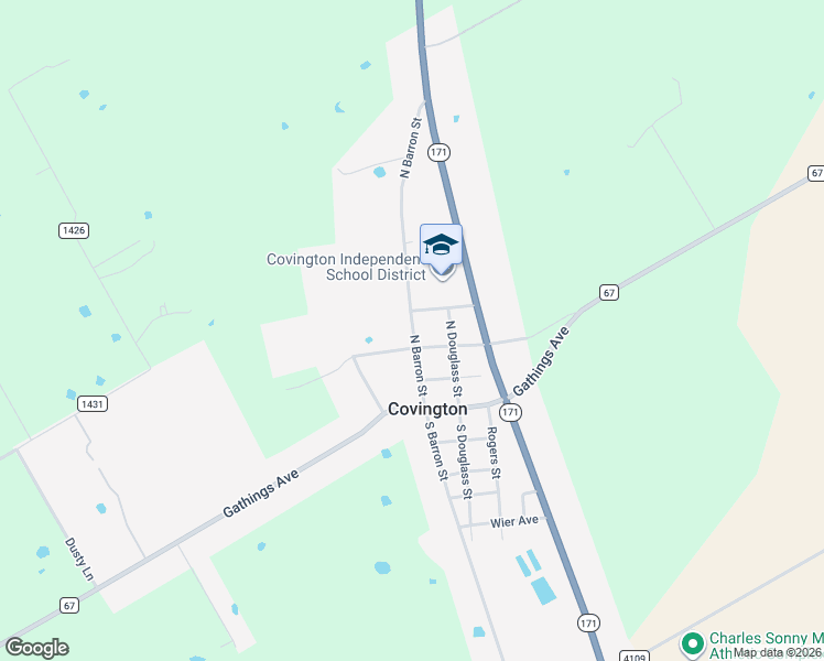 map of restaurants, bars, coffee shops, grocery stores, and more near 304 North Barron Street in Covington