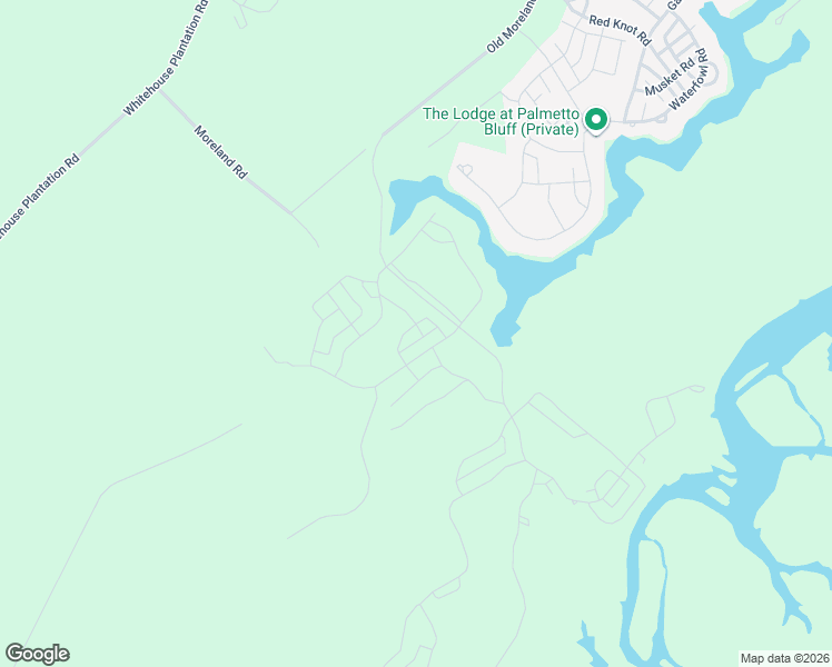 map of restaurants, bars, coffee shops, grocery stores, and more near Moreland Road in Bluffton
