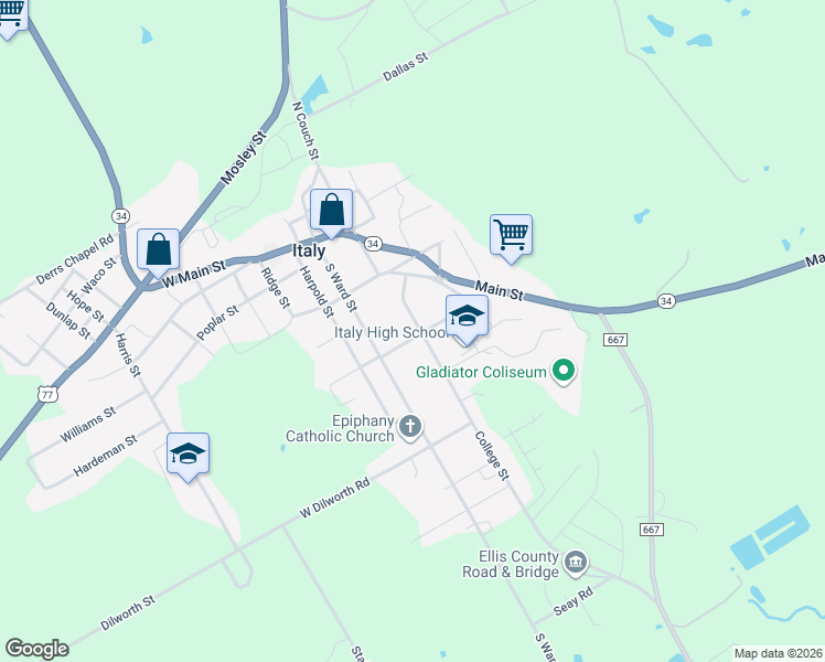 map of restaurants, bars, coffee shops, grocery stores, and more near 301 College Street in Italy