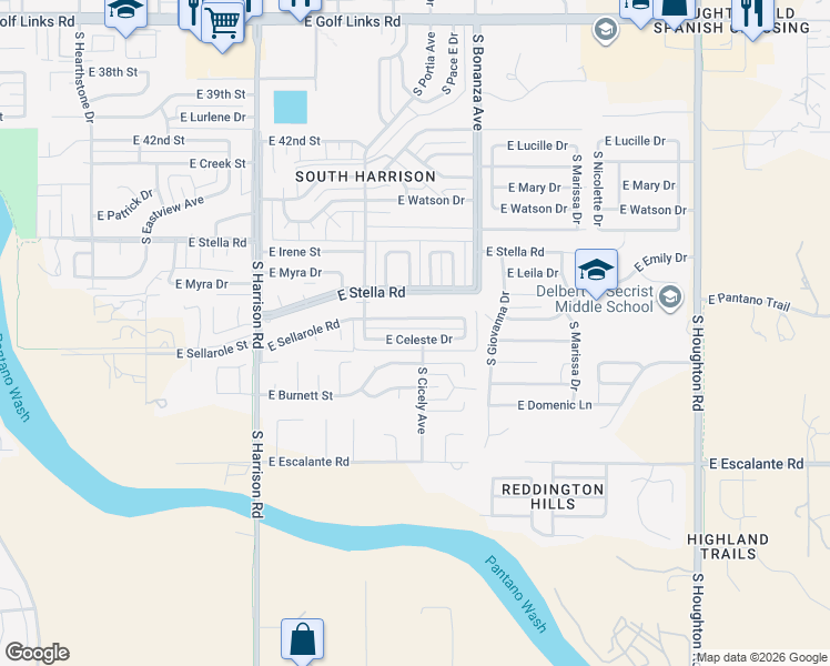 map of restaurants, bars, coffee shops, grocery stores, and more near 9770 East Celeste Drive in Tucson