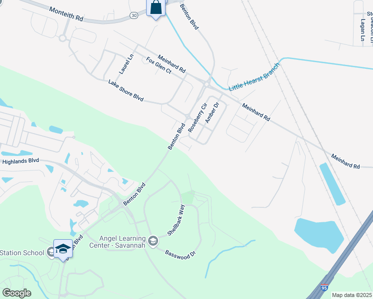 map of restaurants, bars, coffee shops, grocery stores, and more near 155 Shellbark Way in Savannah