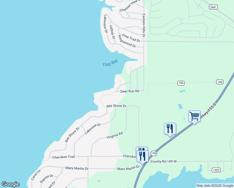 map of restaurants, bars, coffee shops, grocery stores, and more near 20687 Bay Shore Drive in Flint