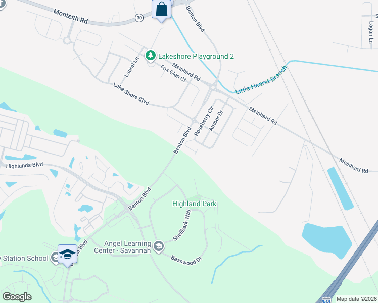 map of restaurants, bars, coffee shops, grocery stores, and more near 56 1/2 Roseberry Circle in Port Wentworth