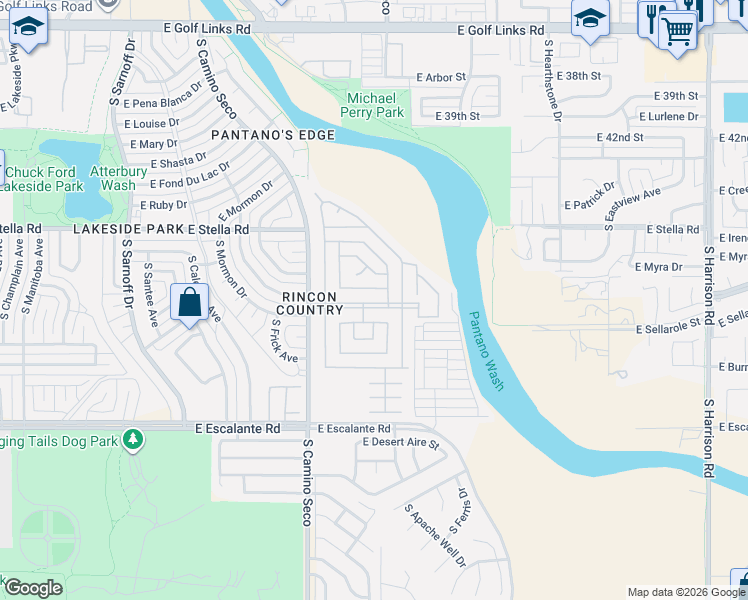 map of restaurants, bars, coffee shops, grocery stores, and more near North Star in Tucson