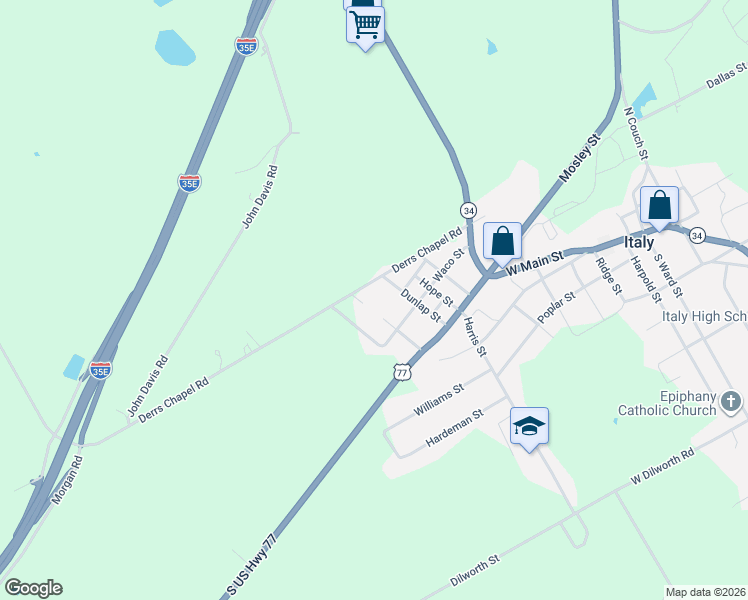 map of restaurants, bars, coffee shops, grocery stores, and more near 225 Dunlap Street in Italy