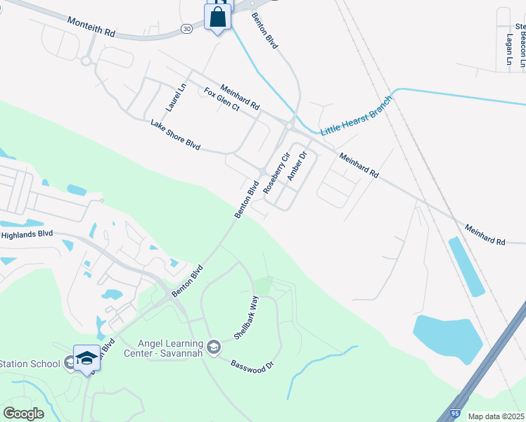 map of restaurants, bars, coffee shops, grocery stores, and more near 42 Amber Drive in Port Wentworth